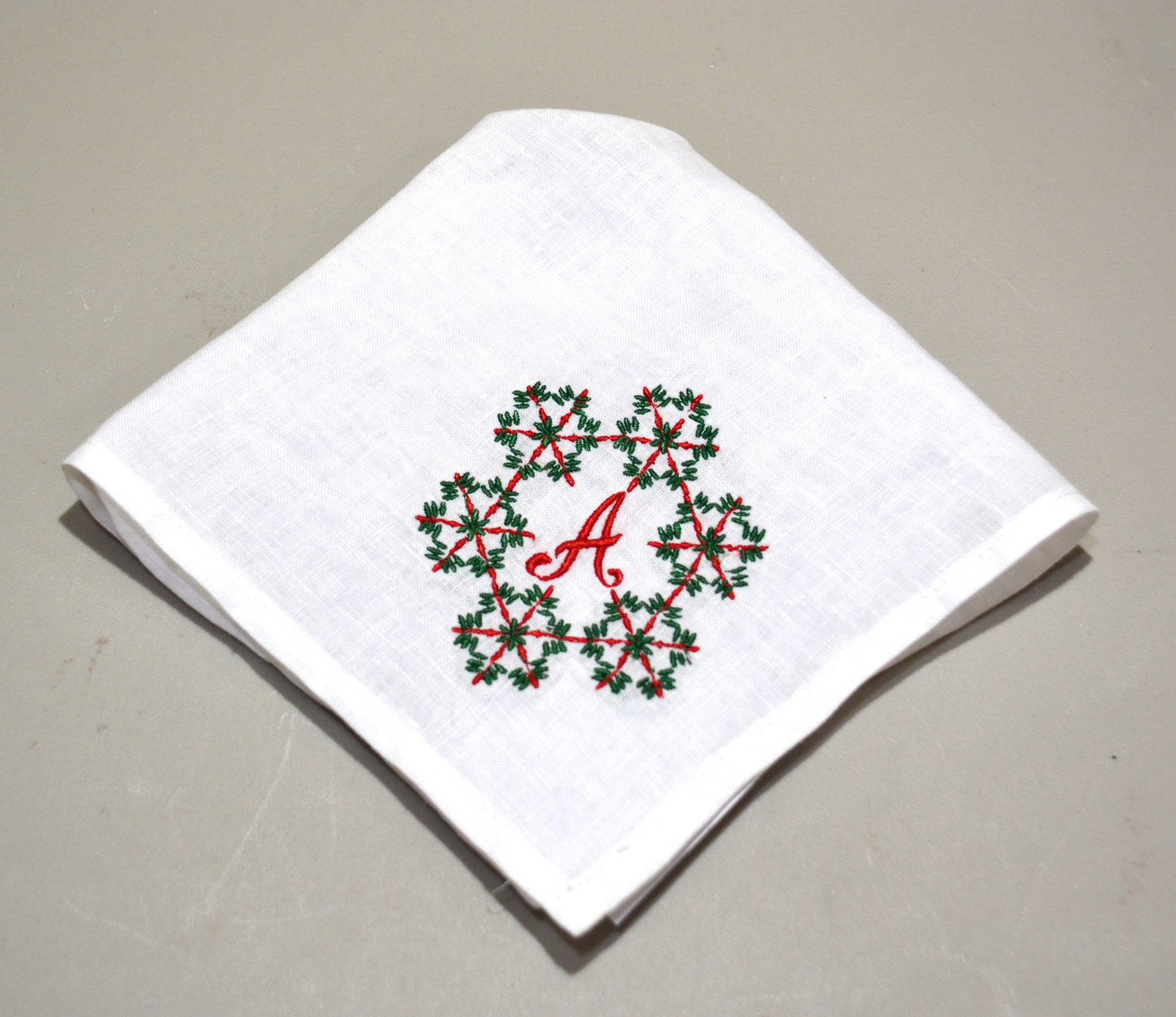 Christmas Snow Circle Customized Monogrammed Linen Napkin