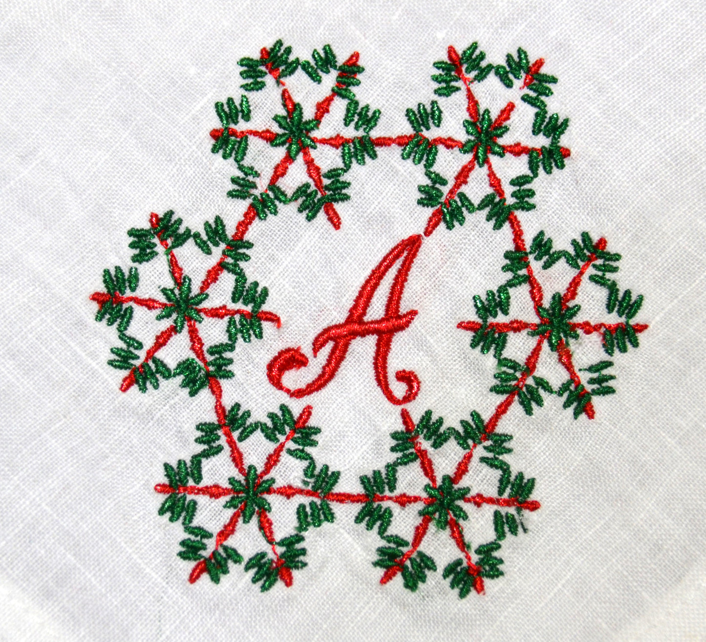 Christmas Snow Circle Customized Monogrammed Linen Napkin