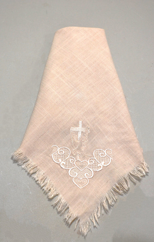 Cross with Dove Embroidered Cloth Dinner Napkins