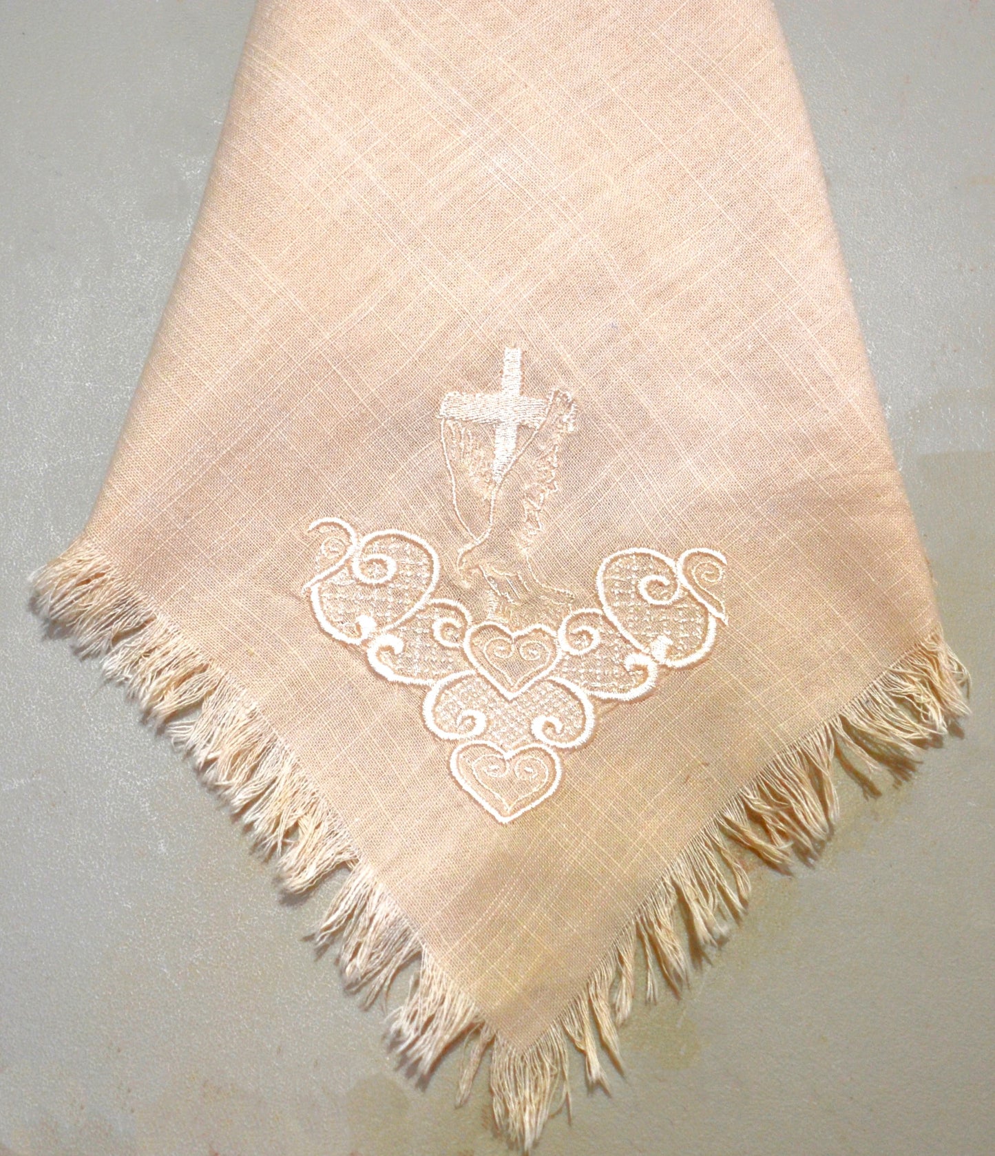 Cross with Dove Embroidered Cloth Dinner Napkins