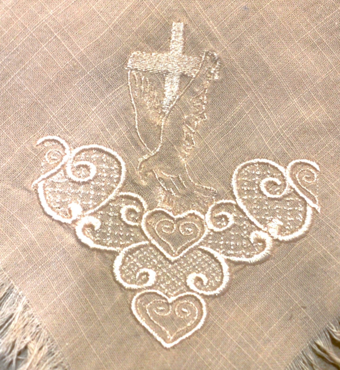 Cross with Dove Embroidered Cloth Dinner Napkins