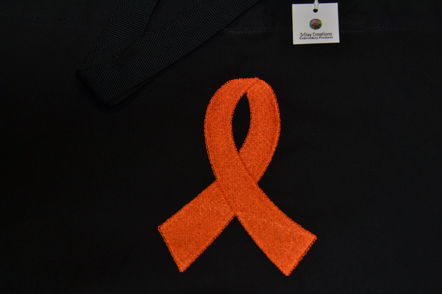 Embroidered Autism Awareness Orange Ribbon Canvas Tote Bag