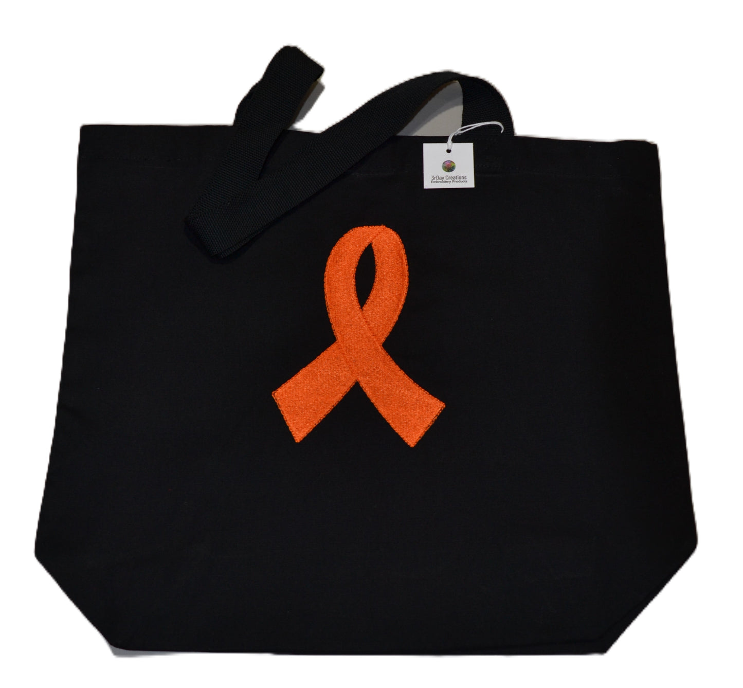 Embroidered Autism Awareness Orange Ribbon Canvas Tote Bag