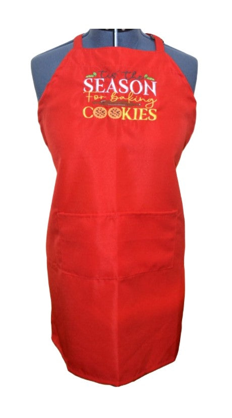 Apron - Tis The Season for Baking Cookies - RED