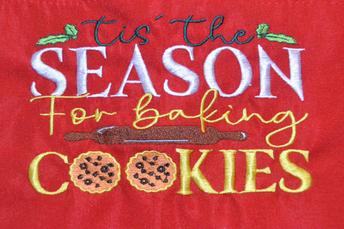 Apron - Tis The Season for Baking Cookies - RED